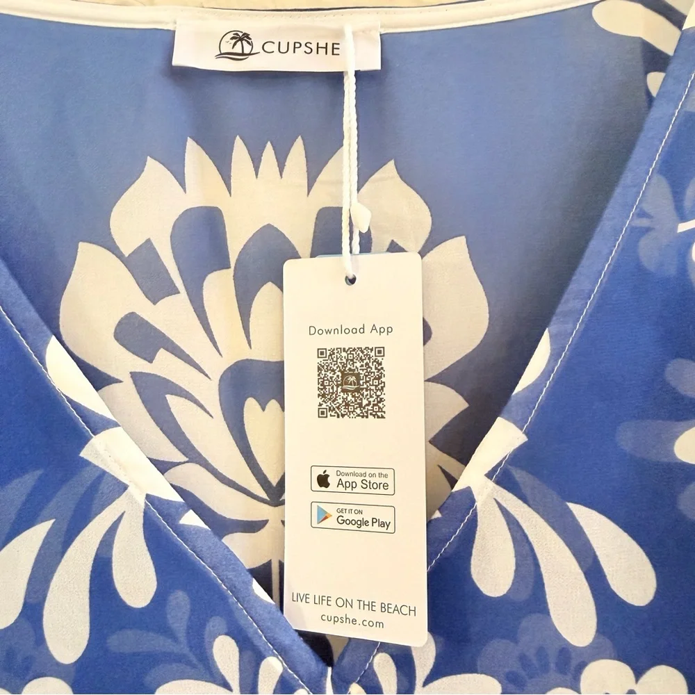 NWT CupShe blue print swim cover up